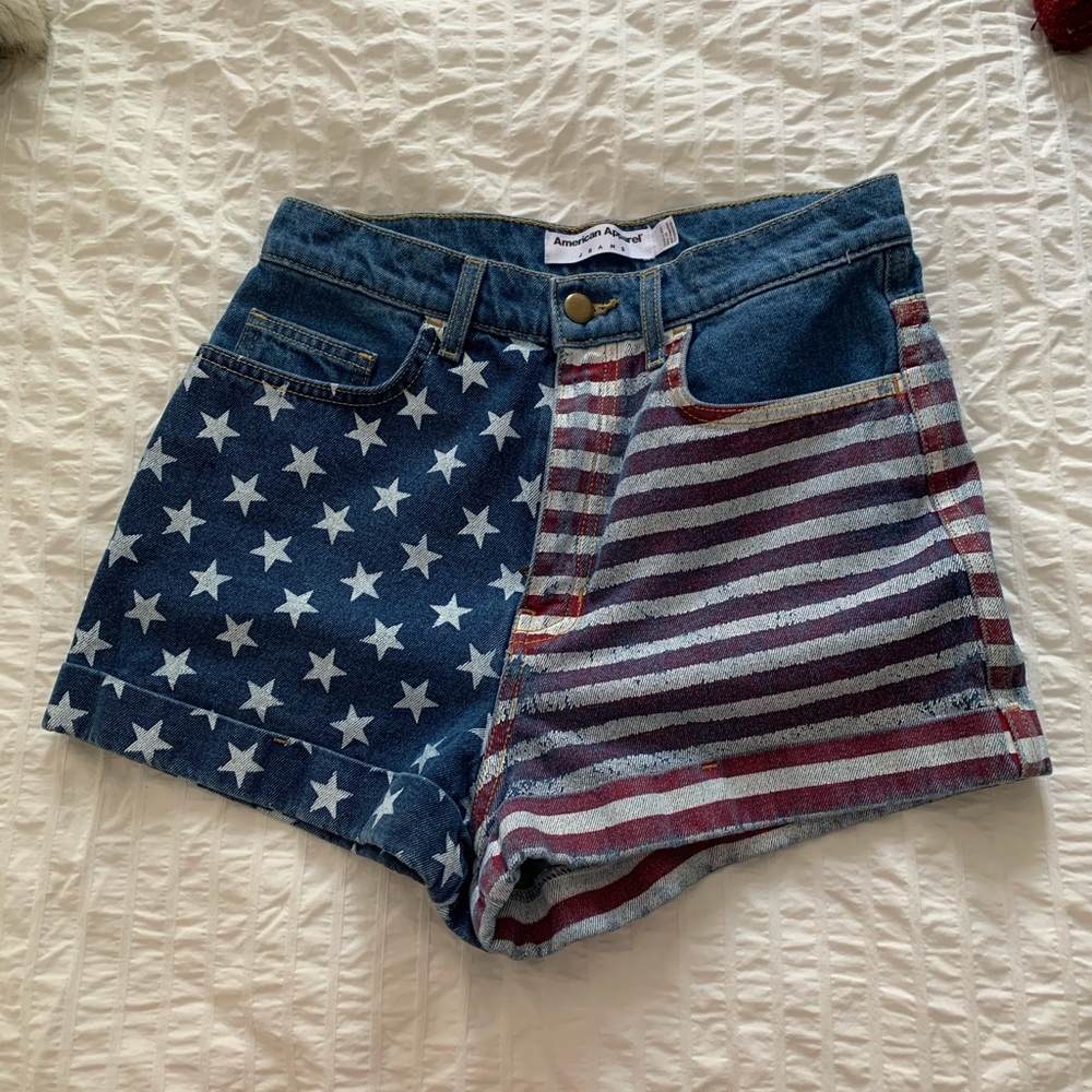 American Apparel American Flag Print Shorts